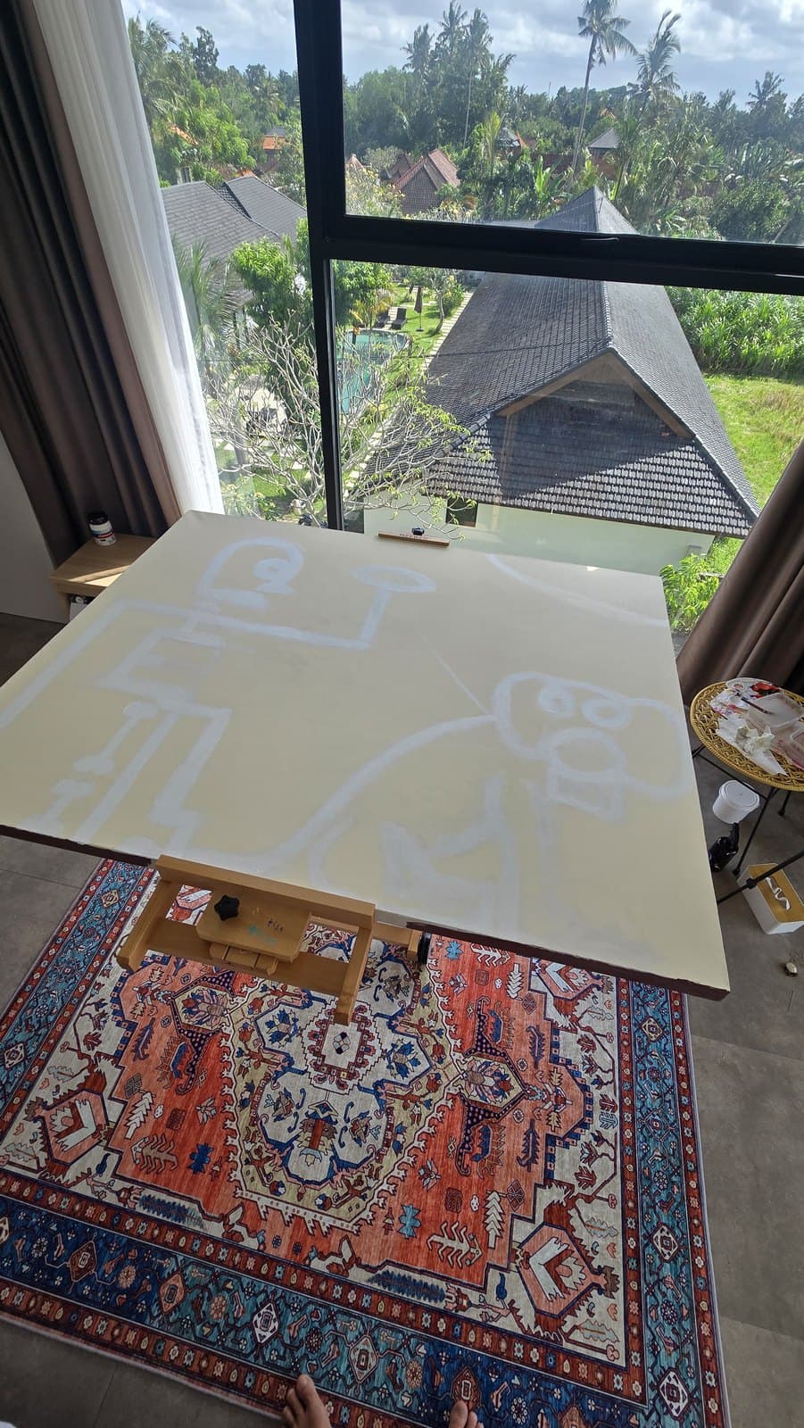 Dog & Boy v2 in progress — first marks